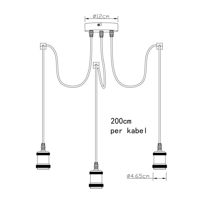 Globo A32-3 - Ljuskrona med textilsladd OLIVER 3xE27/40W/230V spindel