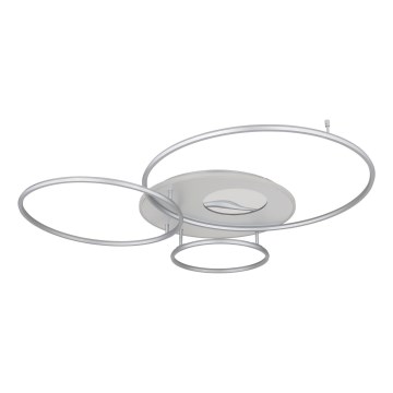 Globo – dimbar LED-taklampa, 70 W, 230 V, 2700–6500 K, Tuya-kompatibel Wi‑Fi, mattkrom, med fjärrkontroll