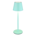 Globo – dimbar, touchstyrd, uppladdningsbar utomhusbordslampa 3-i-1, LED/3W/5V, 3000/4000/5000K, IP54, 1800 mAh, mintgrön