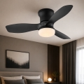 Globo - Dimbart takfläkt LED/15W/230V 2700-6500K svart + fjärrkontroll