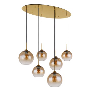Globo - Elegant taklampa på vajer, 6xE27/60W/230V, mässing