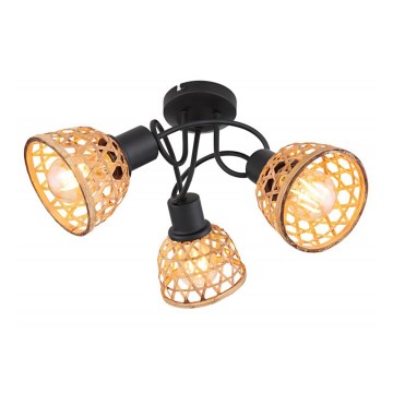 Globo - Fäst ljuskrona 3xE27/15W/230V Bambu