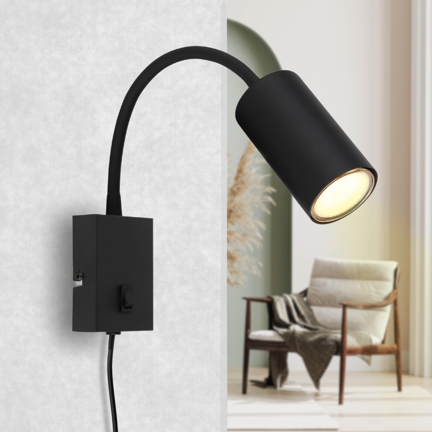Globo - Flexibel vägglampa 1xGU10/25W/230V svart