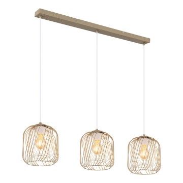 Globo - Hänglampa på vajer 3xE27/40W/230V beige/vit