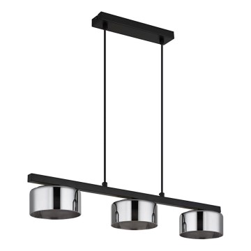 Globo - LED ljuskrona med textilsladd 3xGX53/6W/230V rökig/svart