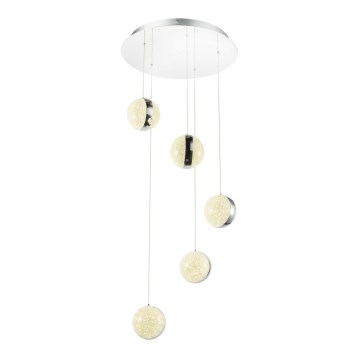 GLOBO - LED ljuskrona med textilsladd 5xLED/10W/230V