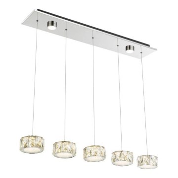 Globo - LED ljuskrona med textilsladd LED/52W/230V 4000K skinande krom/genomskinlig