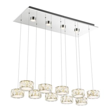 Globo - LED ljuskrona med textilsladd LED/92W/230V 4000K skinande krom/genomskinlig
