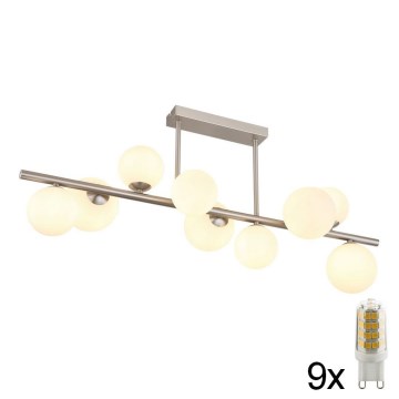 Globo - LED pendelljuskrona 9xG9/3W/230V matt krom