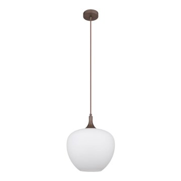 Globo - Ljuskrona med textilsladd 1xE27/60W/230V diameter 29 cm vit/brun