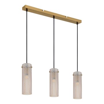 Globo - Ljuskrona med textilsladd 3xE14/40W/230V guld