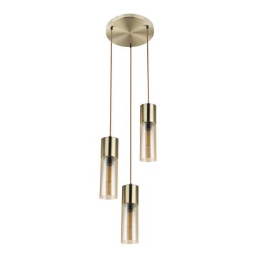 Globo - Ljuskrona med textilsladd 3xE27/25W/230V diameter 30 cm mässing