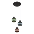 Globo - Ljuskrona med textilsladd 3xE27/25W/230V diameter 36 cm koppar/grön/blå