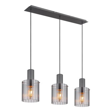 Globo - Ljuskrona med textilsladd 3xE27/40W/230V grå