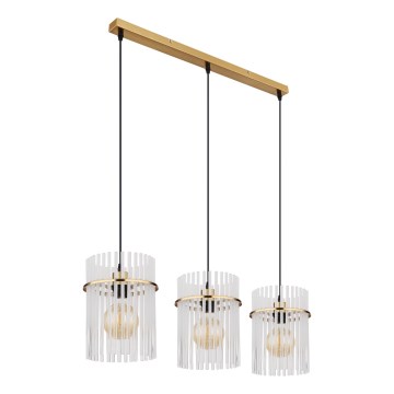 Globo - Ljuskrona med textilsladd 3xE27/60W/230V guld