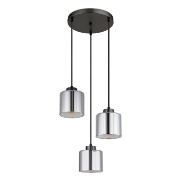 Globo - Ljuskrona med textilsladd 3xE27/60W/230V skinande krom diameter 33 cm