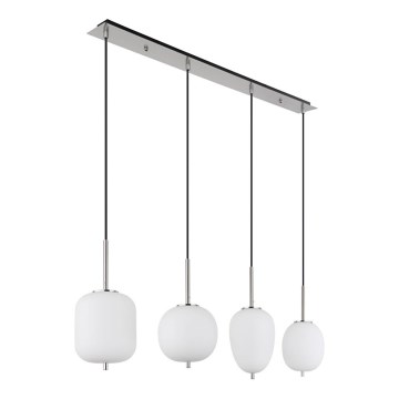 Globo - Ljuskrona med textilsladd 4xE14/40W/230V vit