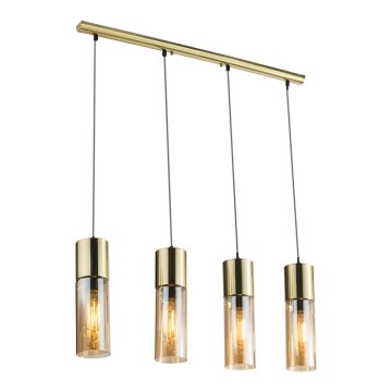 Globo - Ljuskrona med textilsladd 4xE27/25W/230V mässing