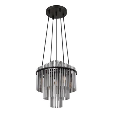 Globo - Ljuskrona med textilsladd 5xE14/40W/230V svart