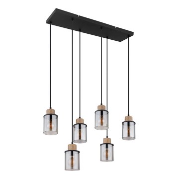 Globo - Ljuskrona med textilsladd 6xE27/15W/230V