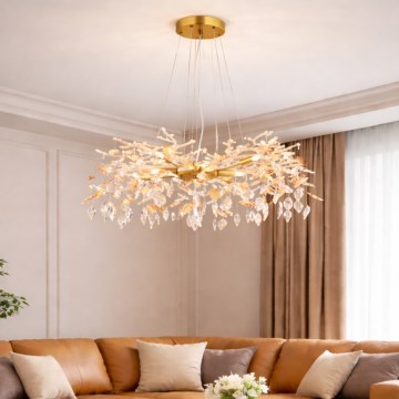 Globo - Ljuskrona med textilsladd 8xG9/8W/230V diameter 61 cm guld