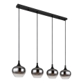 Globo - Pendellampa på kabel 4xE27/40W/230V svart