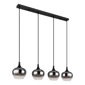 Globo - Pendellampa på kabel 4xE27/40W/230V svart