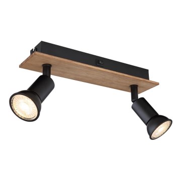 Globo - Spotlampa 2xGU10/35W/230V trä/svart
