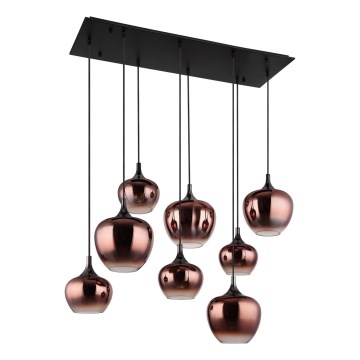 Globo - Taklampa på vajer 8xE27/40W/230V i koppar