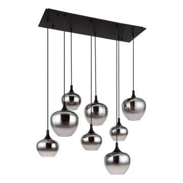 Globo - Taklampa på vajer 8xE27/40W/230V svart