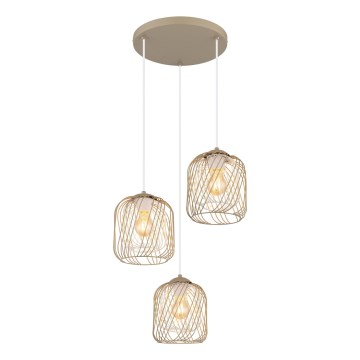 Globo - Takpendel med sladd 3xE27/40W/230V beige/vit