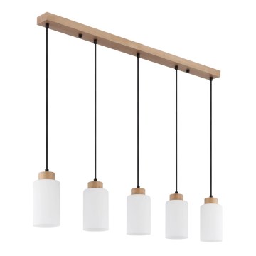 Globo - Takpendel på vajer 5xE27/60W/230V ek/vit