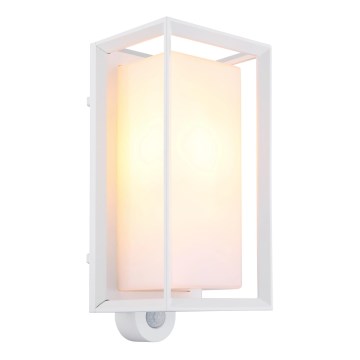 Globo - Utomhus vägglampa med sensor 1xE27/60W/230V IP44 vit