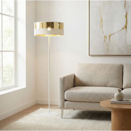 Golvampa LUX 1xE27/15W/230V vit/guld