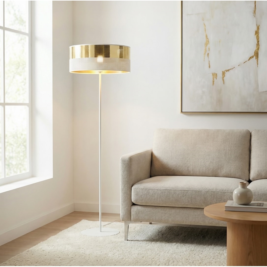 Golvampa LUX 1xE27/15W/230V vit/guld