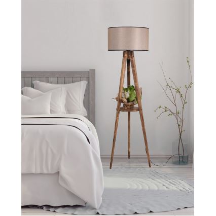 Golvampa TRIPOD 1xE27/60W/230V beige/brun