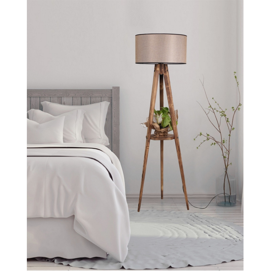 Golvampa TRIPOD 1xE27/60W/230V beige/brun