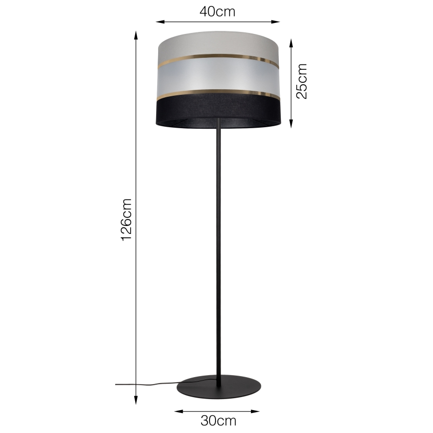 Golvlampa CORAL 1xE27/60W/230V svart/grå