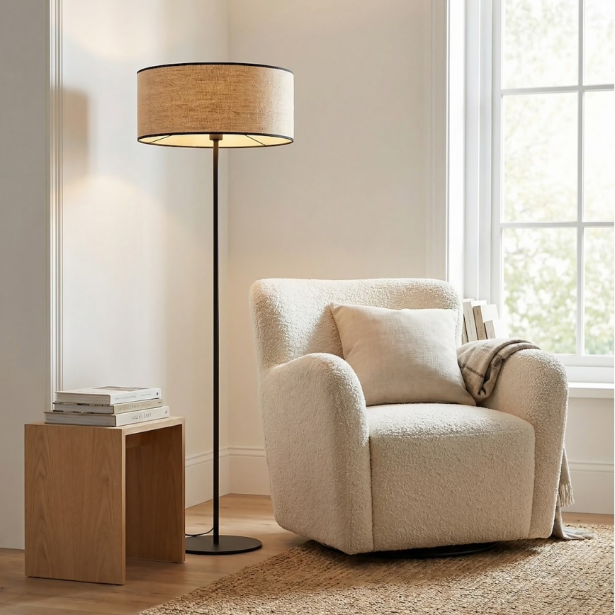 Golvlampa ECO 1xE27/15W/230V beige/rattan