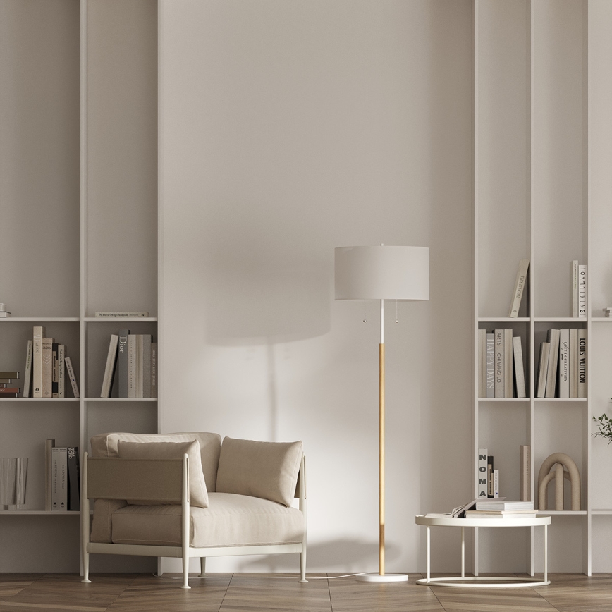 Golvlampa FOGO 2xE27/15W/230V vit/beige