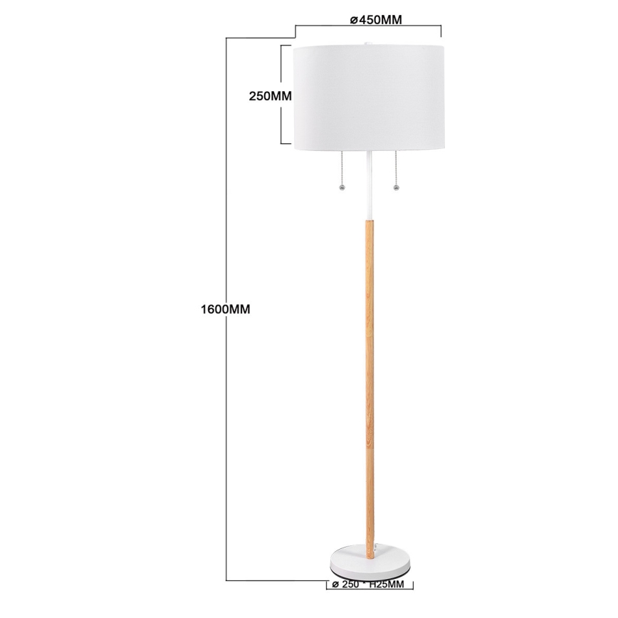 Golvlampa FOGO 2xE27/15W/230V vit/beige