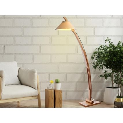 Golvlampa i massivt askträ 1xE27/60W/230V