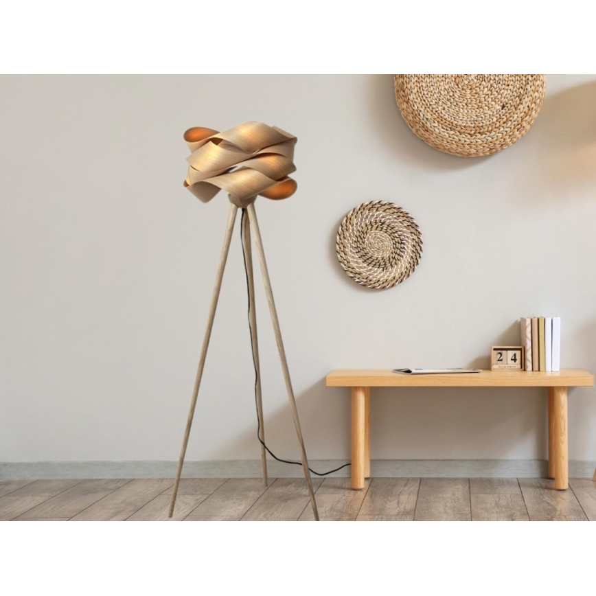 Golvlampa i trä 1xE27/60W/230V massiv/fanér/ask