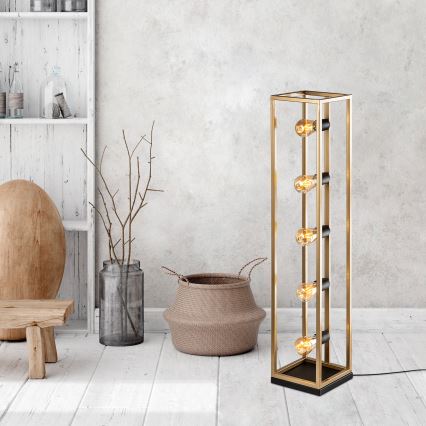 Golvlampa KAFES 5xE27/40W/230V, guldfärgad