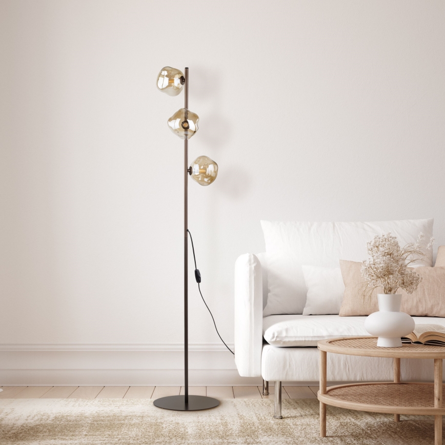 Golvlampa LAVA 3xG9/8W/230V brons/rökbeige