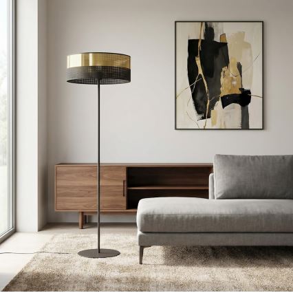 Golvlampa LUX 1xE27/15W/230V svart/guld
