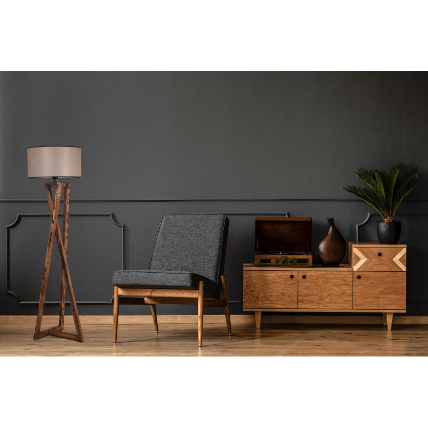 Golvlampa MACKA 1xE27/60W/230V beige/brun