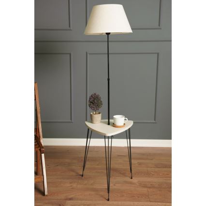 Golvlampa med bord 1xE27/40W/230V svart/grädde