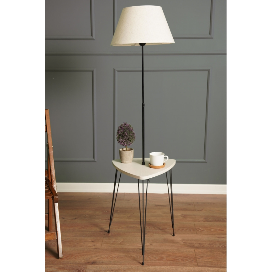Golvlampa med bord 1xE27/40W/230V svart/grädde