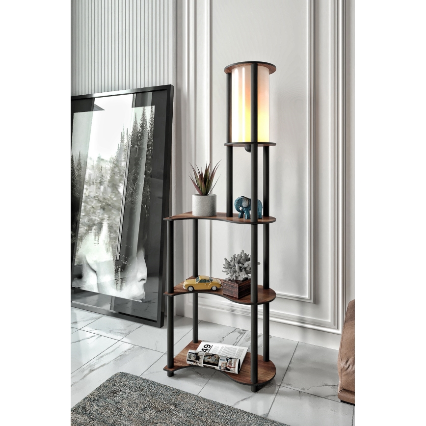 Golvlampa med hyllor 1xE27/40W/230V 140 cm svart/brun